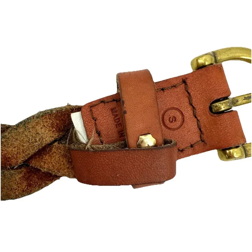 Fossil Belt Womens Medium Brown Leather Braided Boho Country Western Size Small